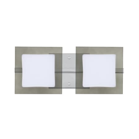 Besa Lighting Alex Vanity, Opal/Smoke, Chrome Finish, 2x5W LED 2WS-7735SM-LED-CR